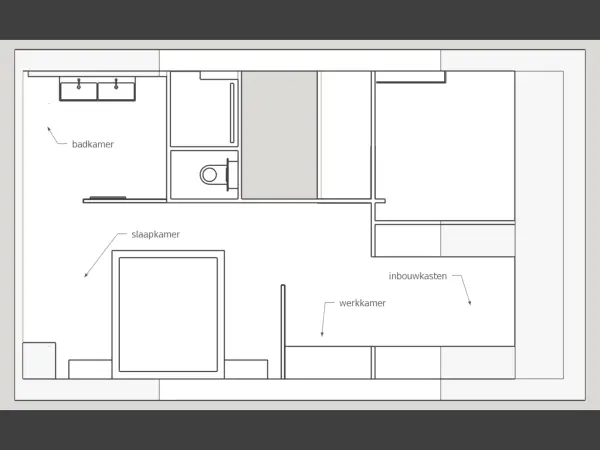 Plattegrond van het woondeel van de zolder